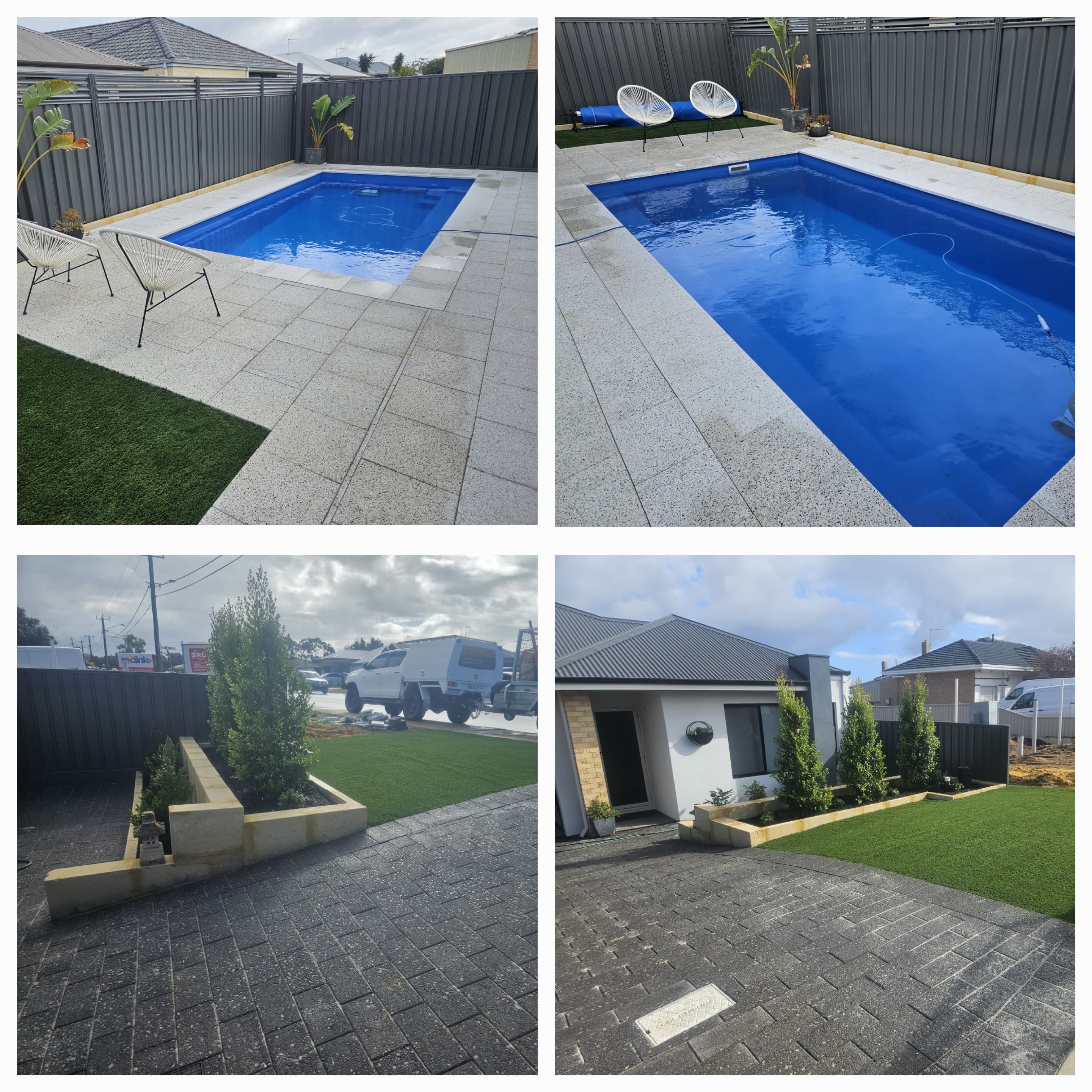 Corner block turf and paving landscaping, Perth