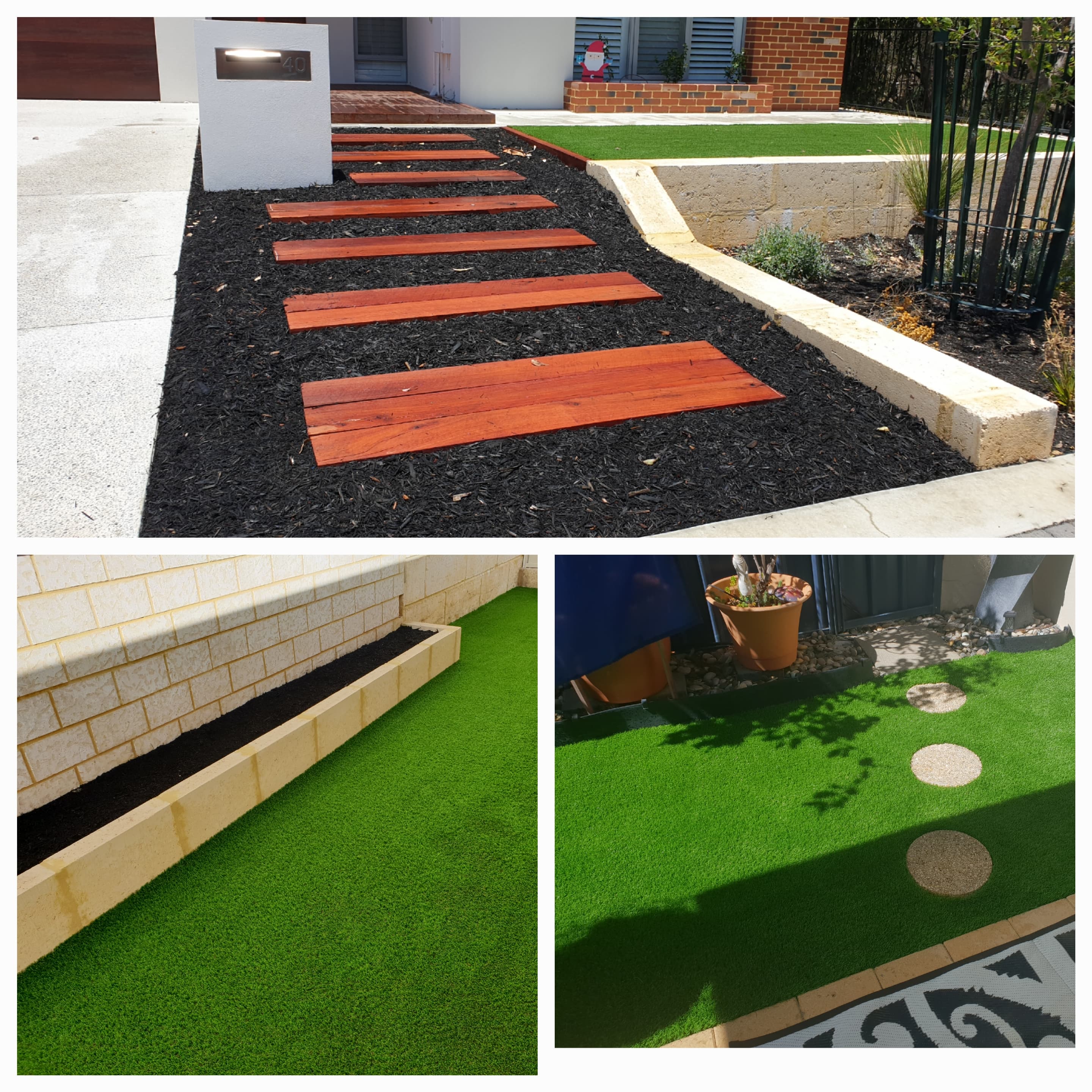 Alfresco turf inset and garden bed landscaping