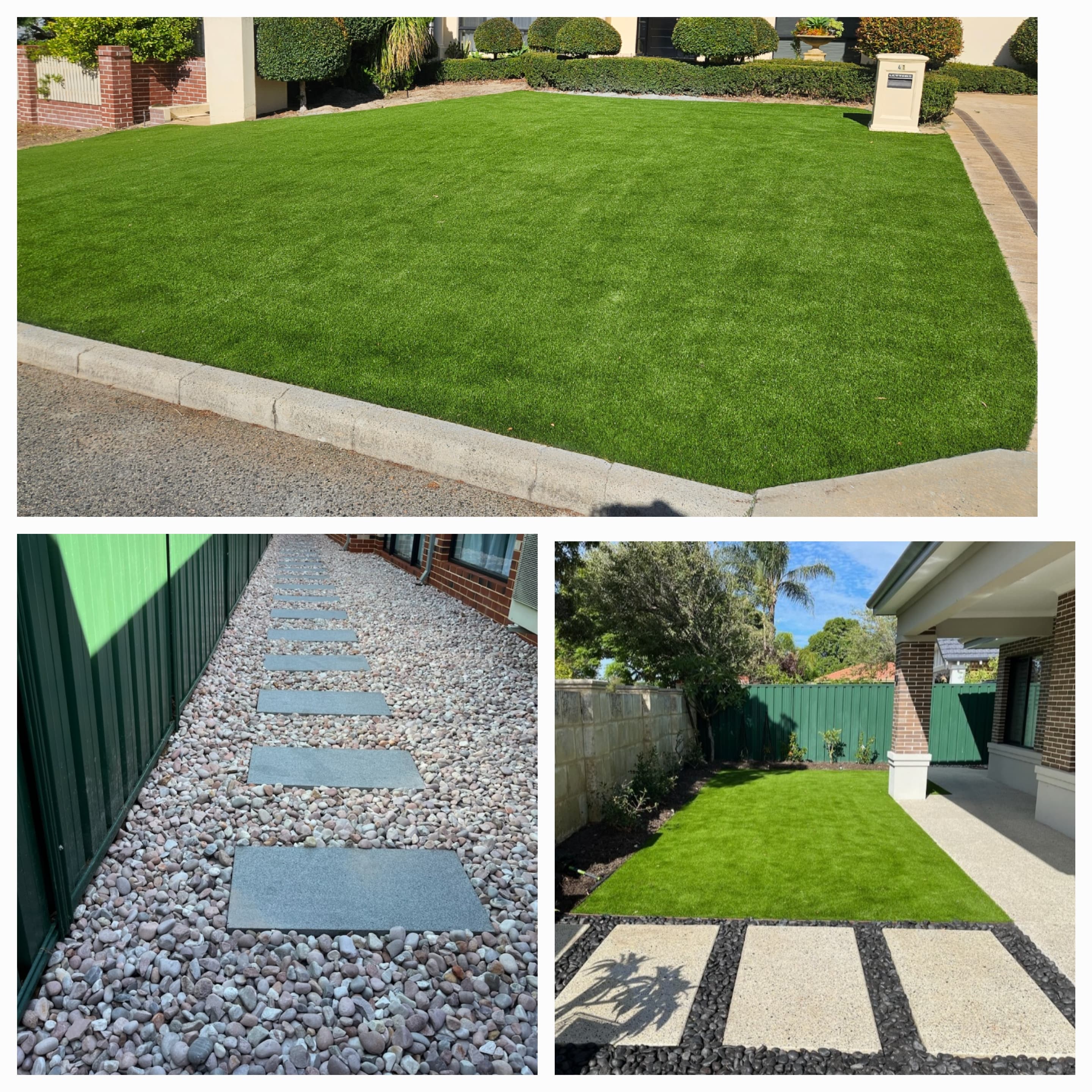 Turf lawn with stepping stone garden pathway