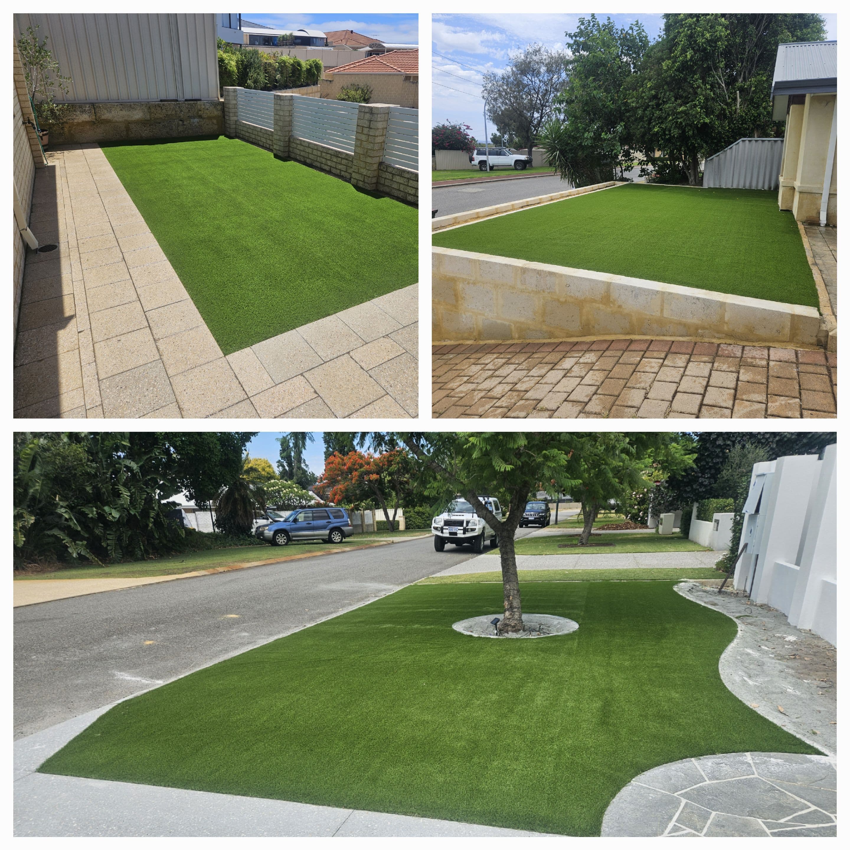 Side courtyard and driveway turf landscaping