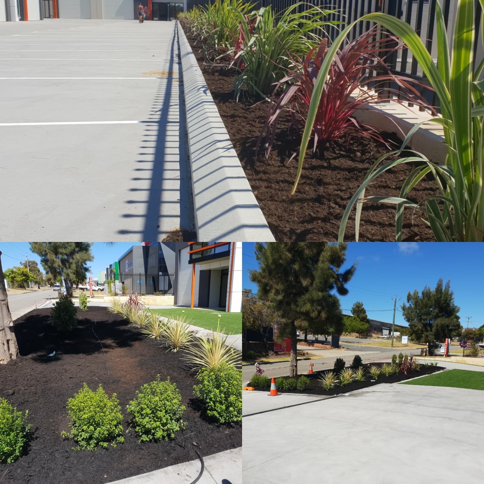 Garden bed mulching and planting, commercial landscaping